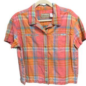 LIZ CLAIBORNE LizWear Plaid Short sleeves button up shirt